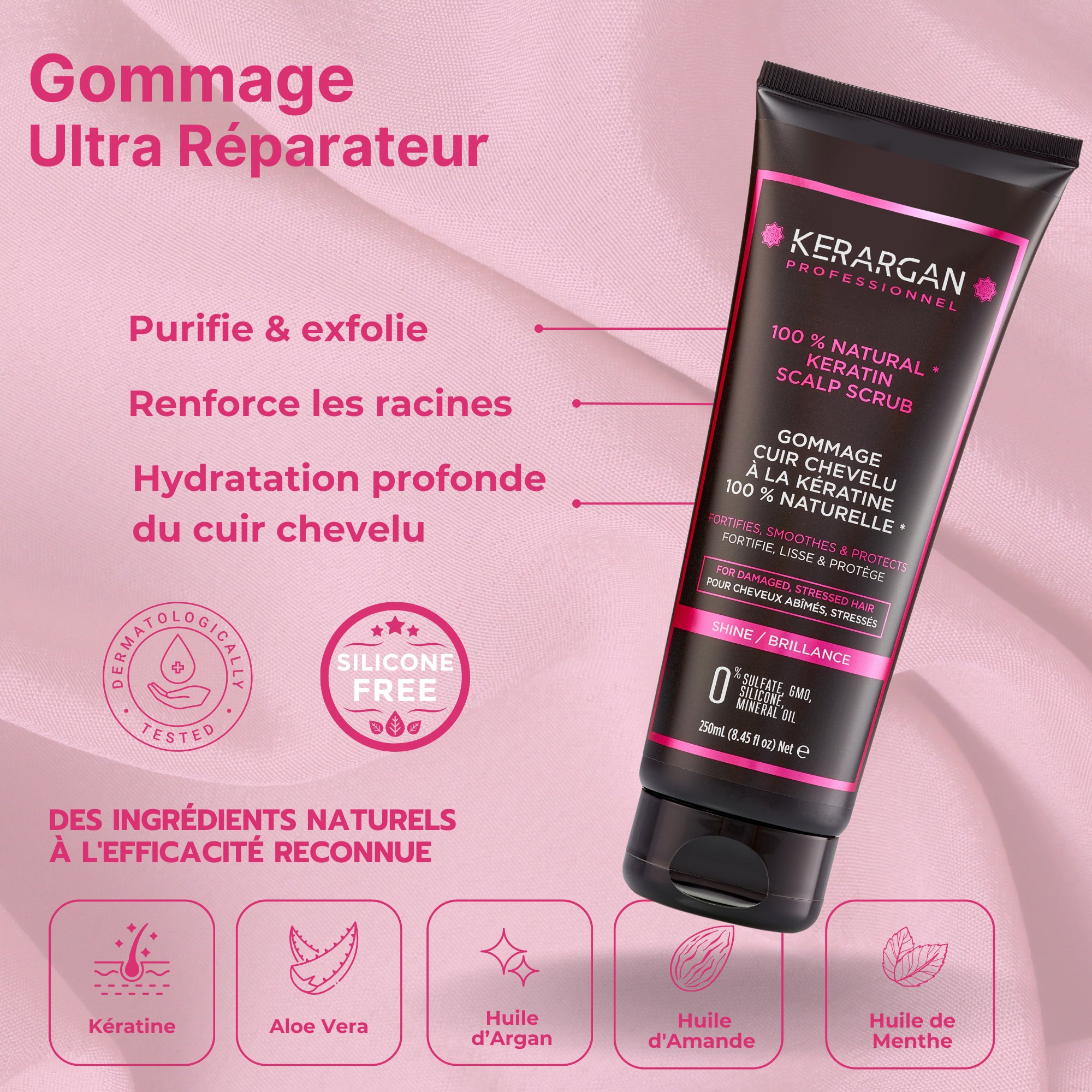 Kit Kerargan Duo Shampoing + Masque Anti-chute - 150 Ml - Sans Sulfate, Sans Parabène