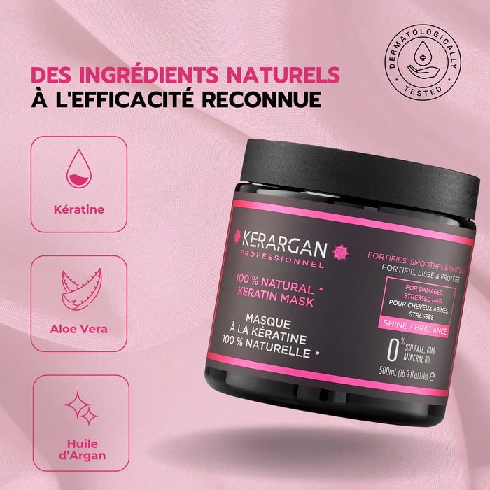 Masque Kerargan enrichi en kératine, aloe vera et huile d’argan