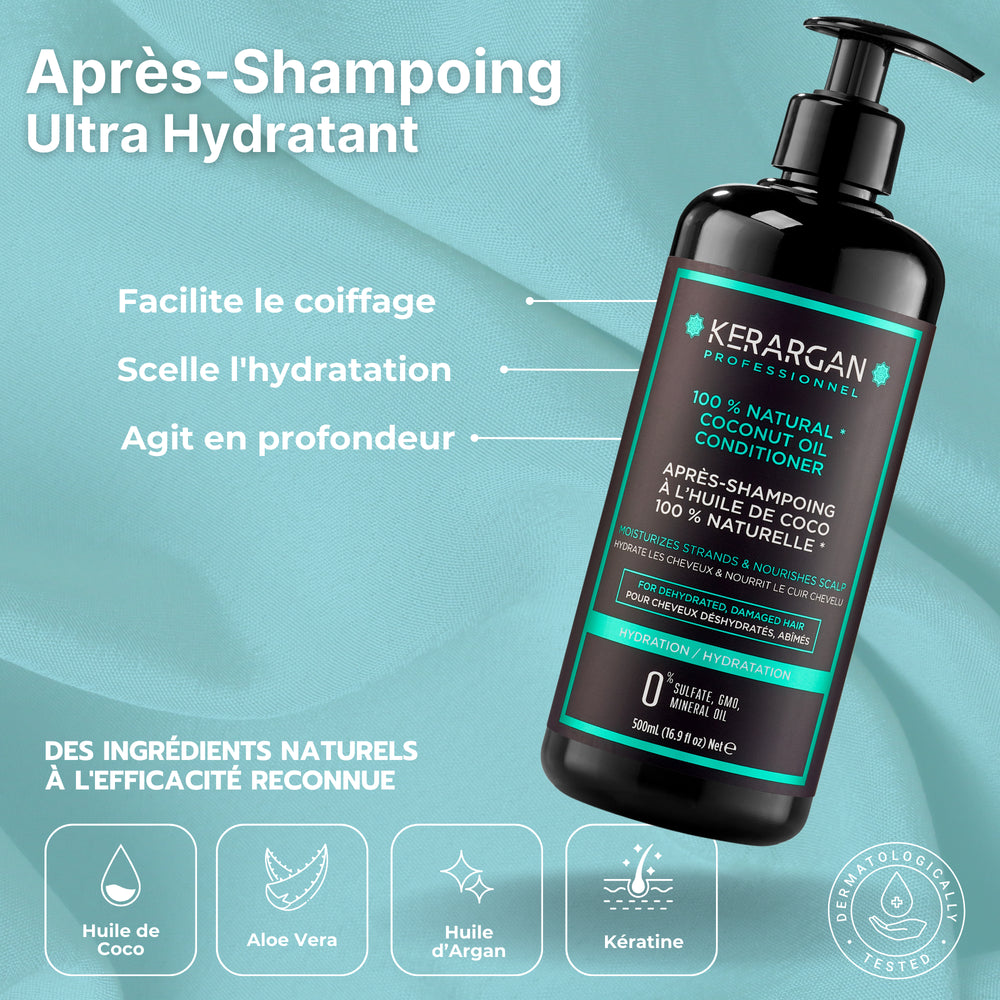 
                      
                        Ensemble shampoing, après-shampoing, masque et sérum à l'huile de coco - 1600ml
                      
                    