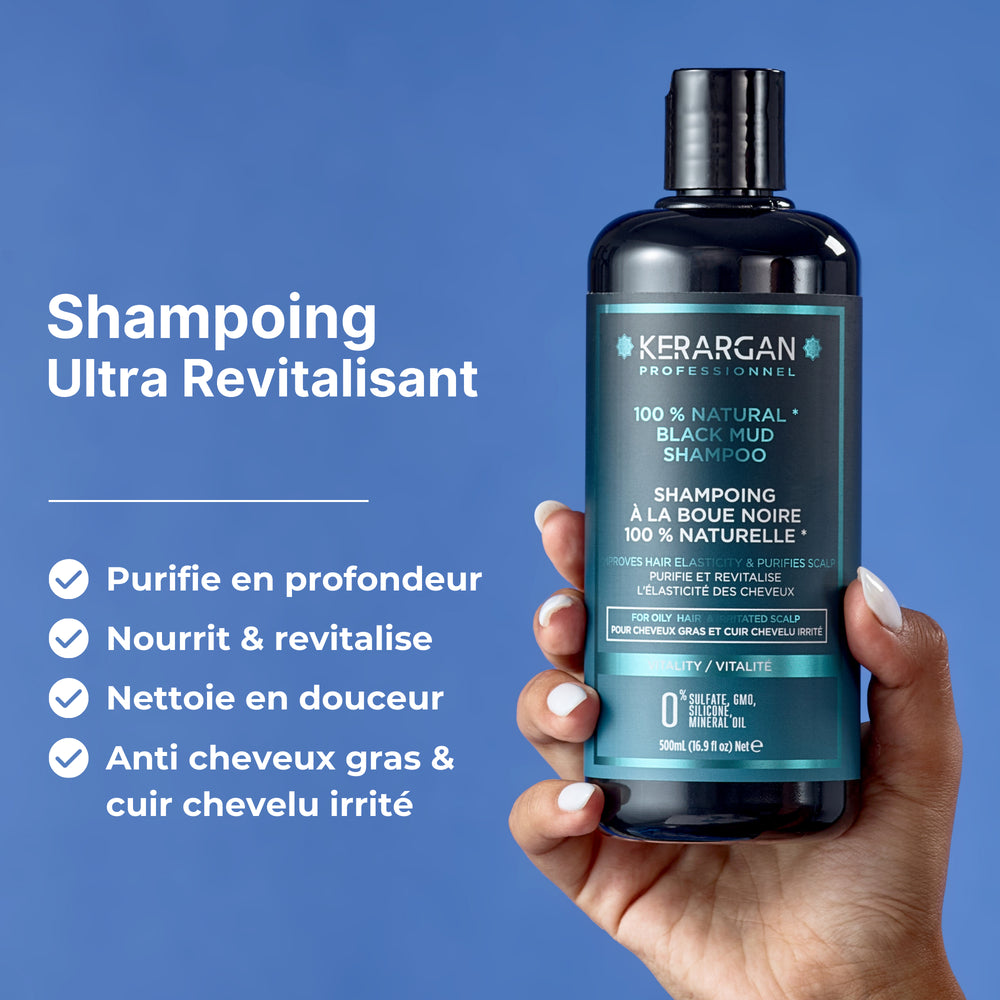 
                      
                        Shampoing revitalisant à la boue noire - 500ml
                      
                    