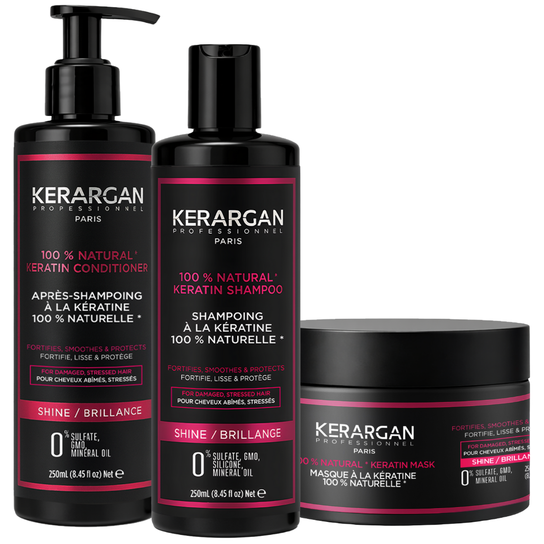 Trio Shampoing, Après-shampoing & Masque à la Kératine - 750ml