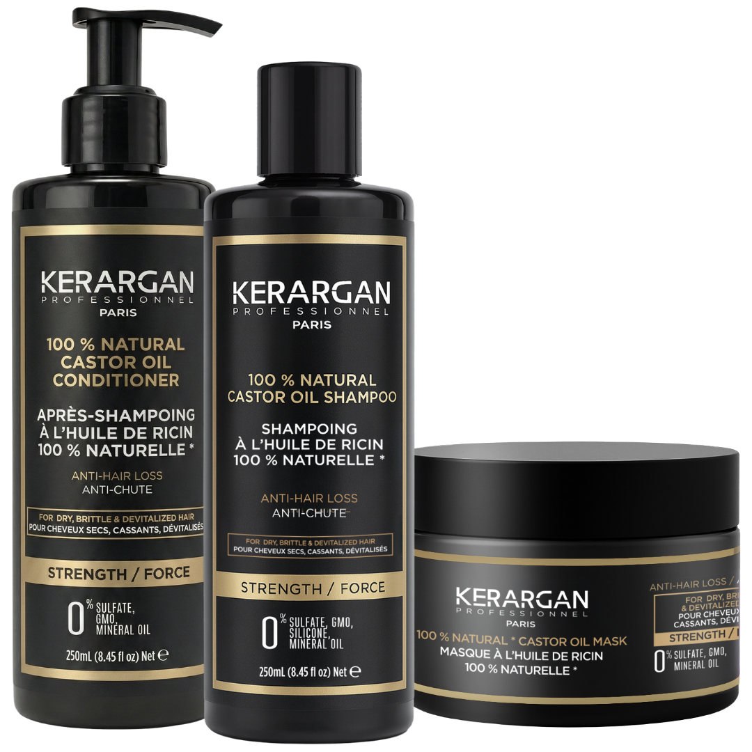 Trio Anti-Chute Shampoing, Après-shampoing & Masque Huile de Ricin - 750ml