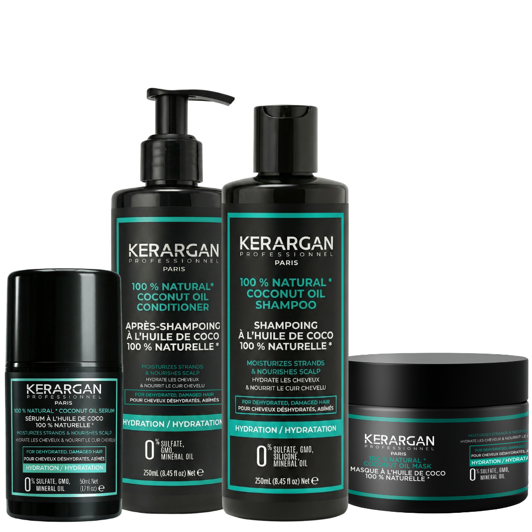 Ensemble Hydratant Shampoing, Après-Shampoing, Masque et Sérum à l'Huile de Coco - 800ml