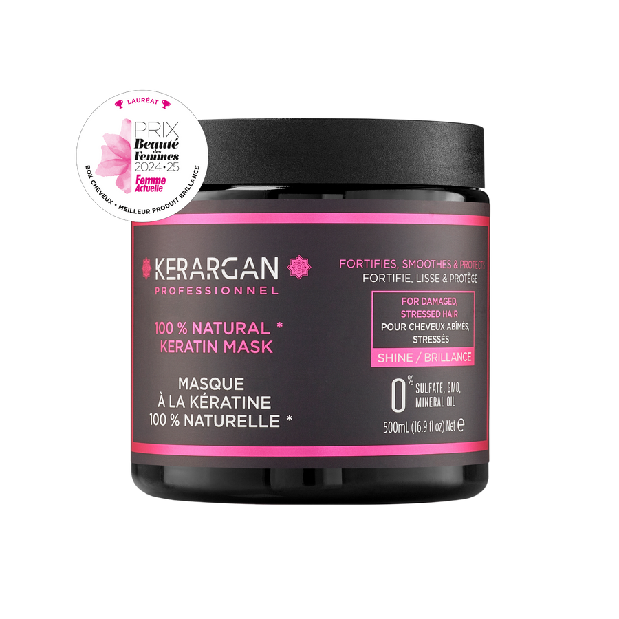 Pot du masque à la kératine Kerargan 250 ml, lauréat Prix Beauté Femme Actuelle 2024-25