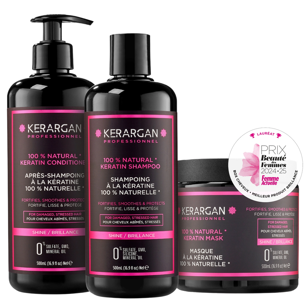 Trio shampoing, après-shampoing et masque à la kératine - 1500ml