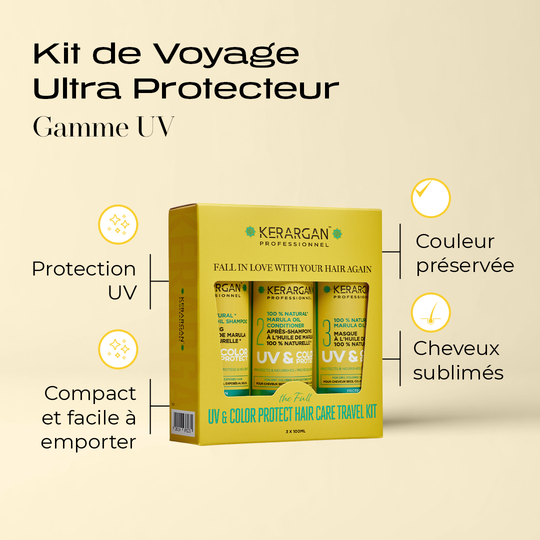 Kit de voyage UV et couleur à l'huile de Marula