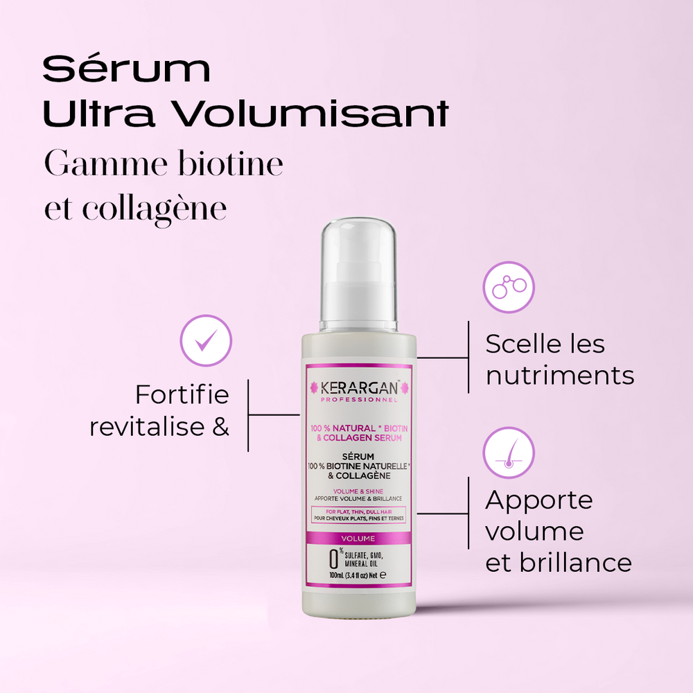 
                      
                        Sérum volumisant à la biotine et au collagène
                      
                    